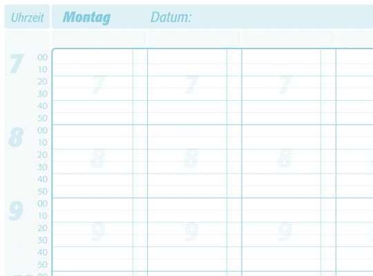 Terminplaner mit 4 Spalten im 20 Minuten-Takt