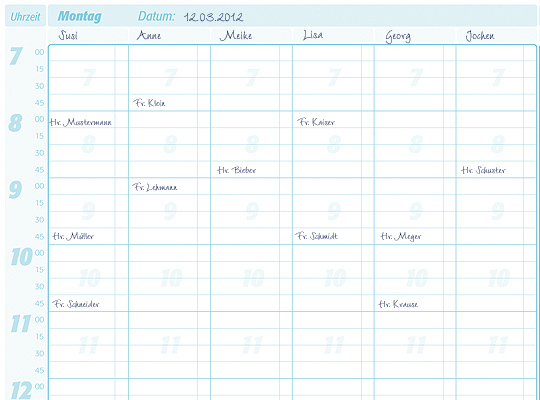 Terminplaner A3 für mehrere Mitarbeiter