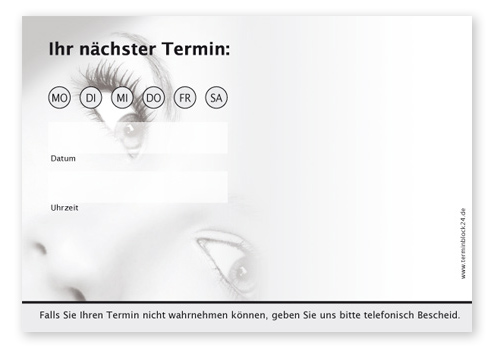 Terminzettel "Augenblick" - 1 Termin mit Wochentagen