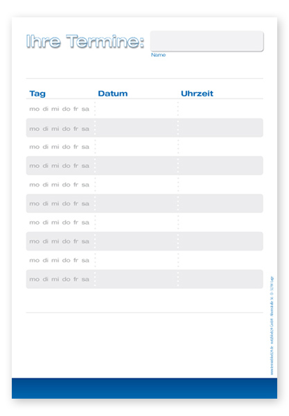 Terminzettel Maxi "Classic" mit 10 Terminfeldern