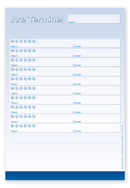 Terminzettel Maxi "Blue" mit 10 Terminfeldern