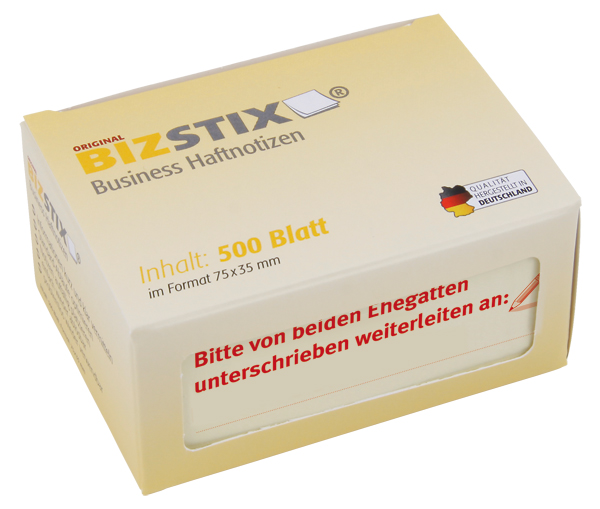 BIZSTIX® Business Haftnotizen "Bitte von beiden Ehegatten unterschrieben weiterleiten an"