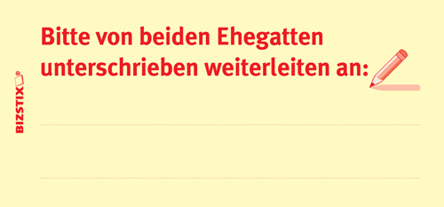 BIZSTIX® Business Haftnotizen "Bitte von beiden Ehegatten unterschrieben weiterleiten an"