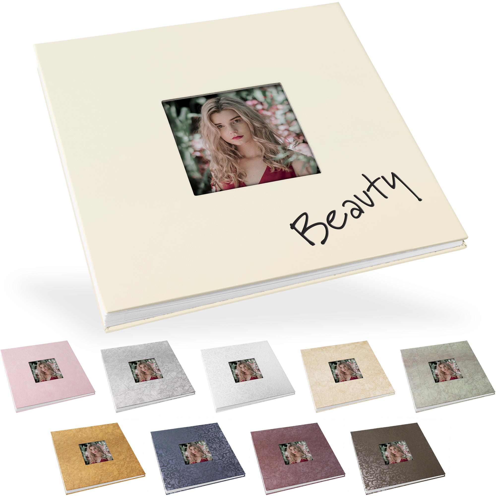 Blockalbum 24 x 24 cm, weiße Inhaltsseiten, mit Bilddurchstanzung