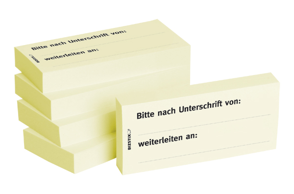 BIZSTIX® Business Haftnotizen "Bitte nach Unterschrift von ... weiterleiten an"