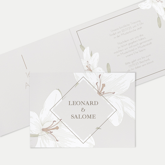 Klappkarte DIN A6 im Querformat - Floral "White Lily" - KKQ-24001-F-07
