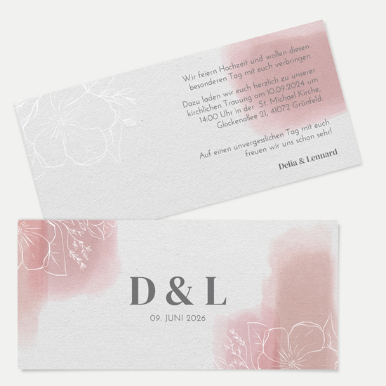 Postkarten DIN lang im Querformat 210 x 98 mm - Aquarell "dusty bloom" - PDLQ-24001-A-05
