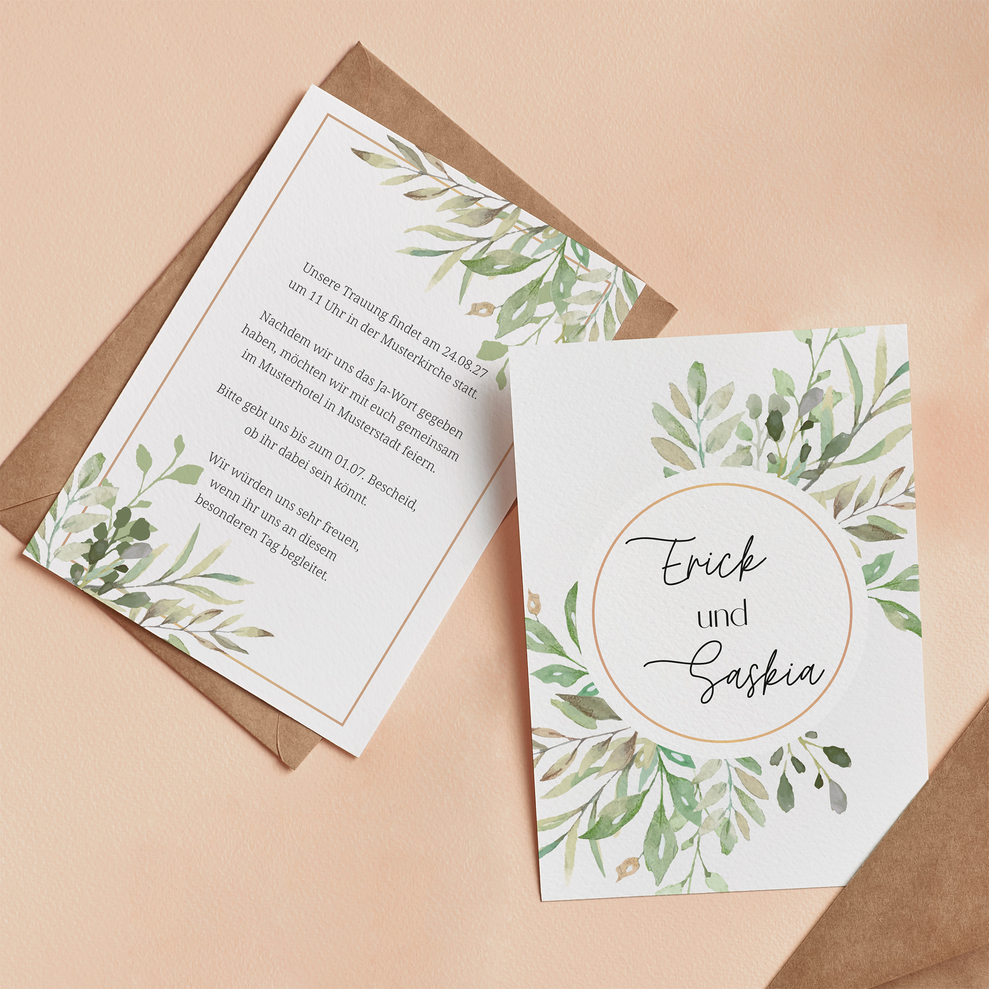 Postkarte DIN A6 im Hochformat - Greenery "calm grove"