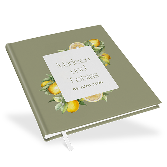 Gästebuch Hochzeit -  Aquarell "Olive & Lemon" - GBH-25001-A-09