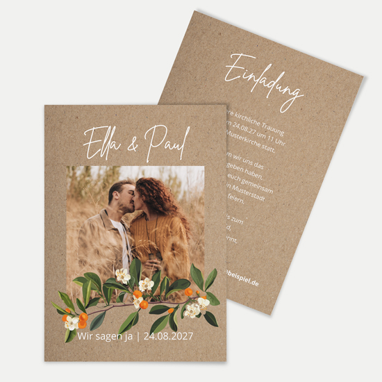 Postkarte DIN A6 im Hochformat - Greenery "orange craft" - PKH-24001-G-04