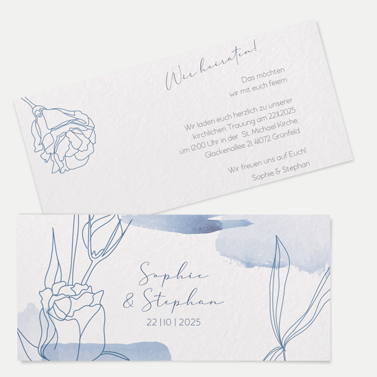 Postkarten DIN lang im Querformat 210 x 98 mm - Aquarell "midnight petals" - PDLQ-24001-A-07
