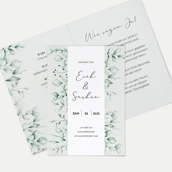 Klappkarte DIN A6 im Hochformat-Greenery "evergreen mint" - KKH-24001-G-05