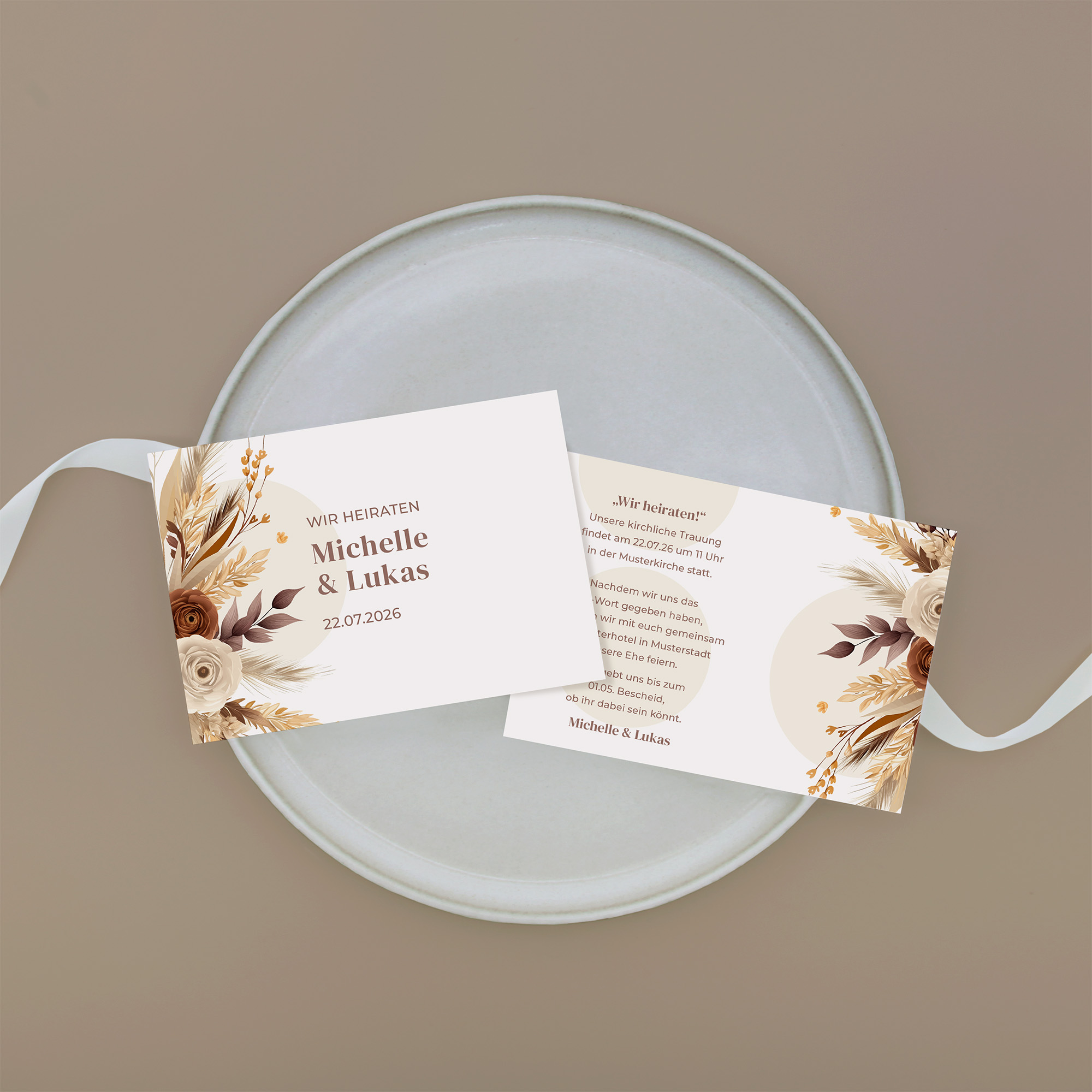 Postkarte DIN A6 im Querformat - Boho "earth bouquet"