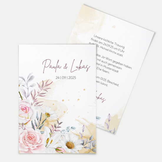 Postkarte DIN A6 im Hochformat - Aquarell "lily & rose" - PKH-24001-A-03