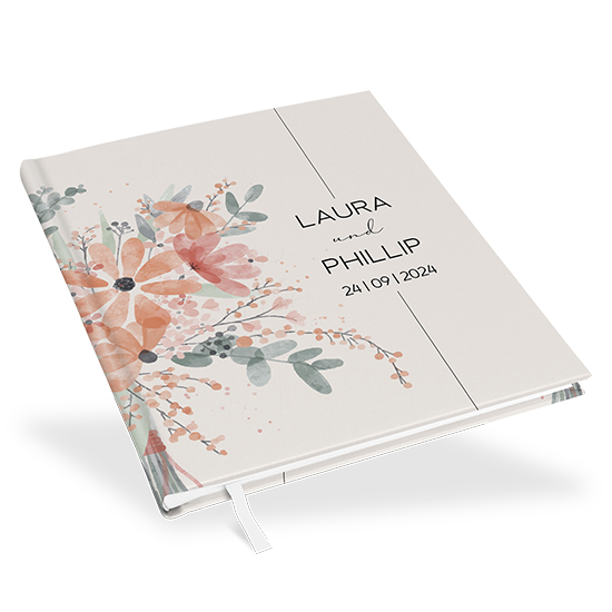 Gästebuch Hochzeit -  Aquarell "terracotta bloom" - GBH-25001-A-04