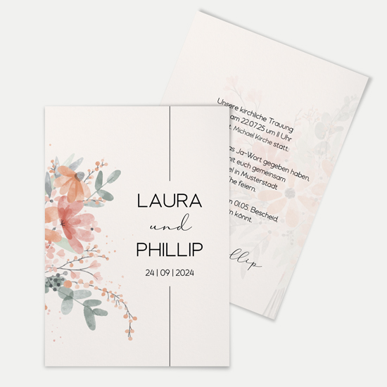 Postkarte DIN A6 im Hochformat - Aquarell "terracotta Bloom" - PKH-24001-A-04