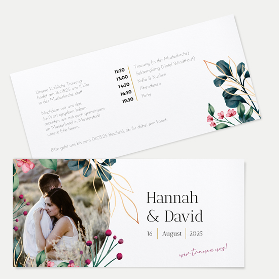 Postkarten DIN lang im Querformat 210 x 98 mm - Floral "Ivory Garden" - PDLQ-24001-F-10