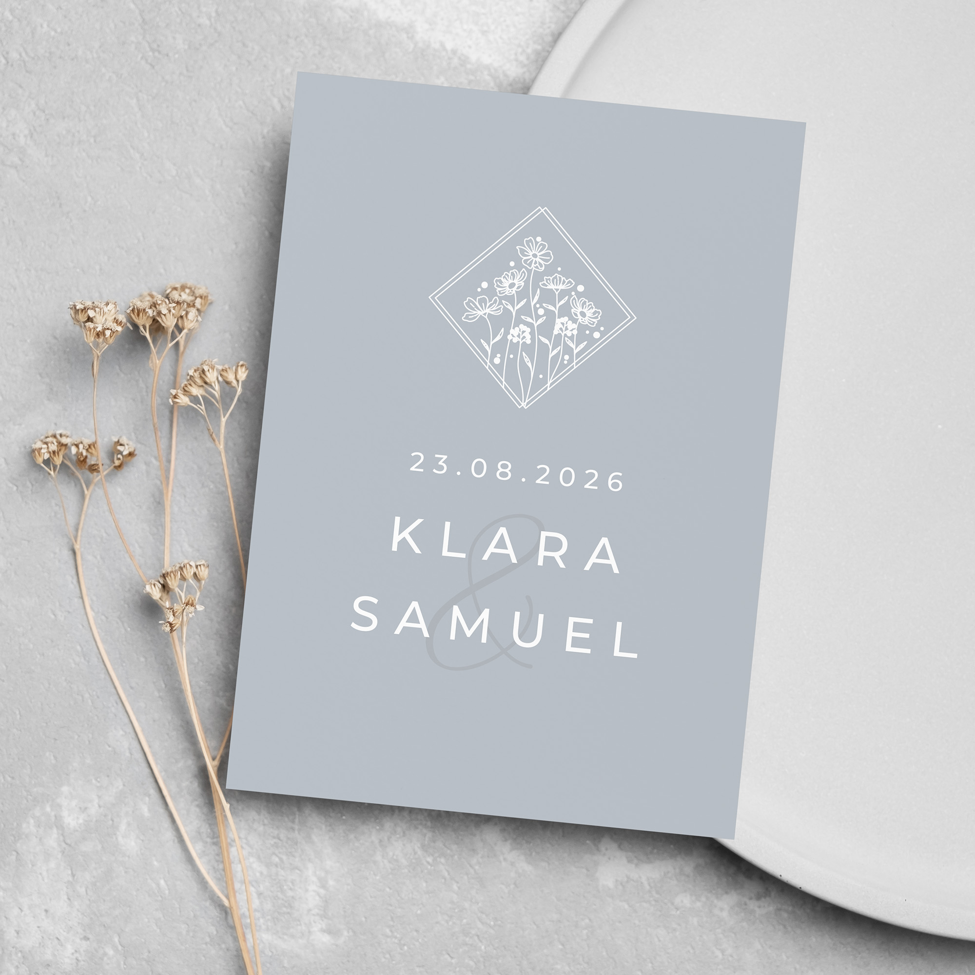 Postkarte DIN A6 im Hochformat - Vintage "la fleur bleue"