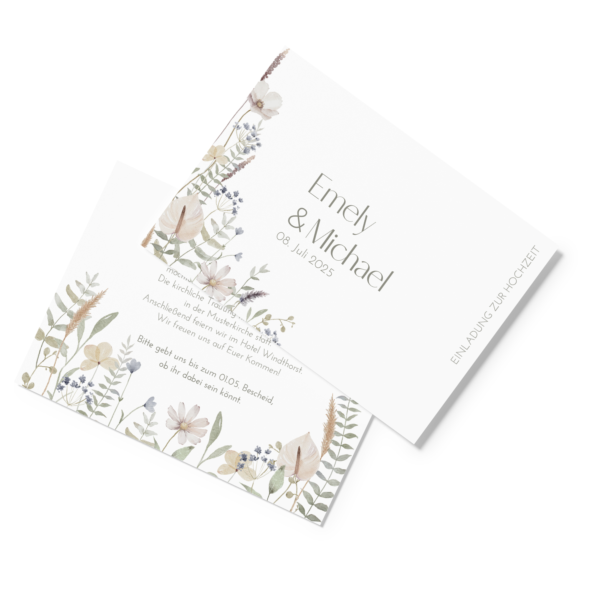 Postkarte DIN A6 im Querformat - Boho "pastel bloom"