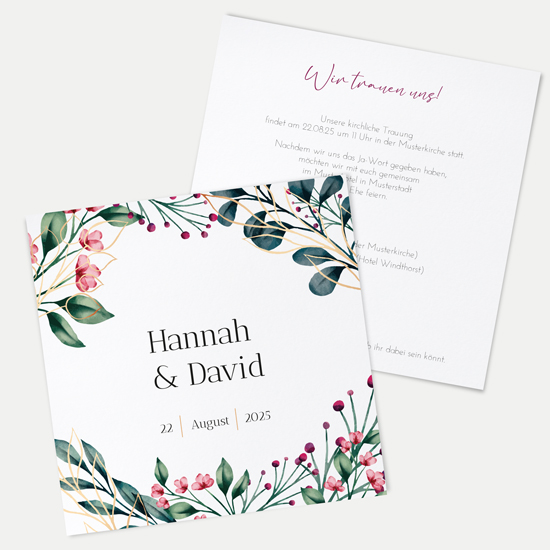 Postkarte Quadrat 148 x 148 mm - Floral "Ivory Garden" - PQ-24001-F-10