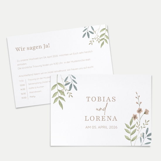 Postkarte DIN A6 im Querformat - Boho "Soft Leaves" - PKQ-24001-B-10