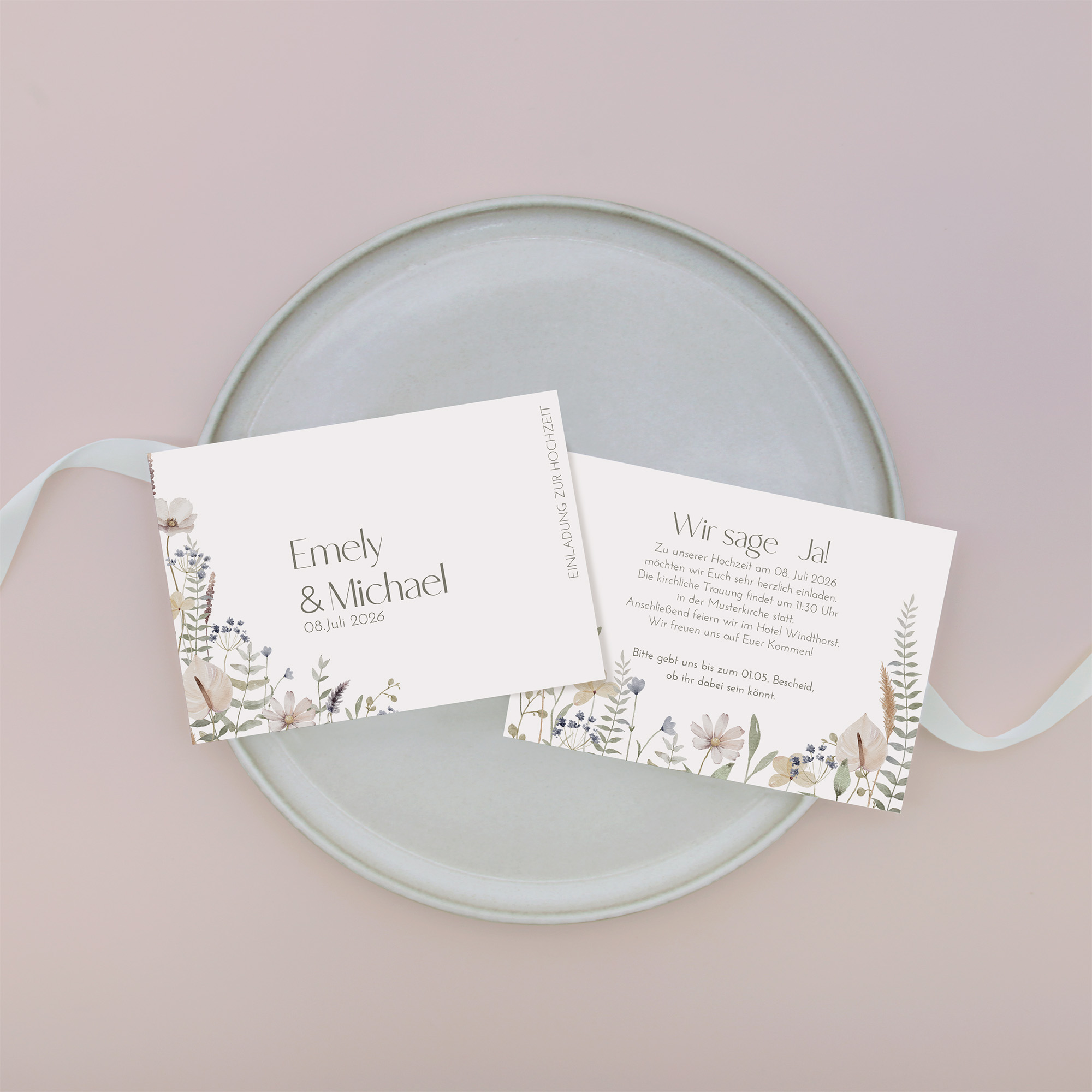 Postkarte DIN A6 im Querformat - Boho "pastel bloom"