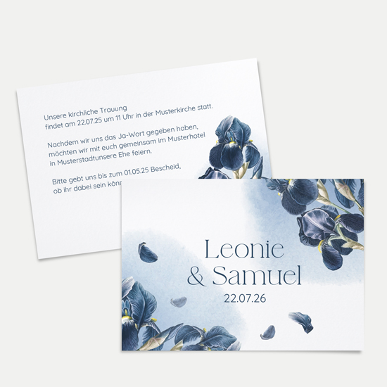 Postkarte DIN A6 im Querformat - Floral "Blue Petal" - PKQ-24001-F-06
