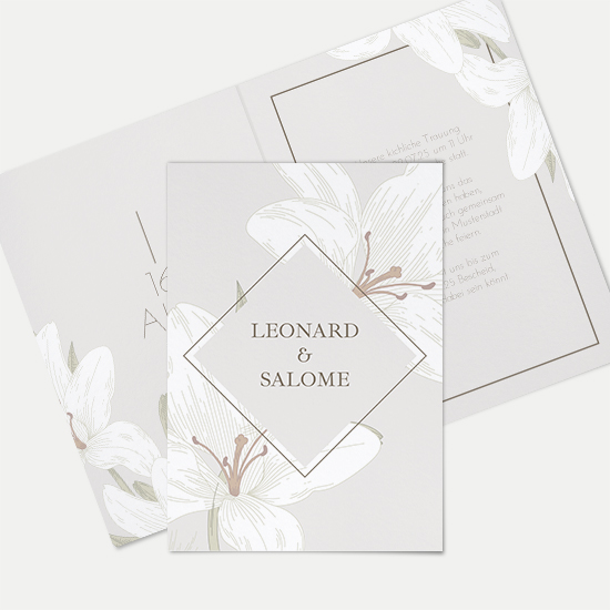 Klappkarte DIN A6 im Hochformat - Floral "white lily" - KKH-24001-F-07