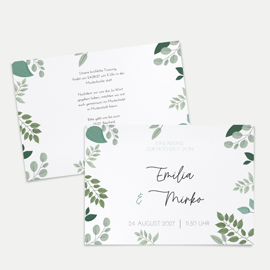 Postkarte DIN A6 im Querformat - Greenery - "Green & Simple" - PKQ-24001-G-09