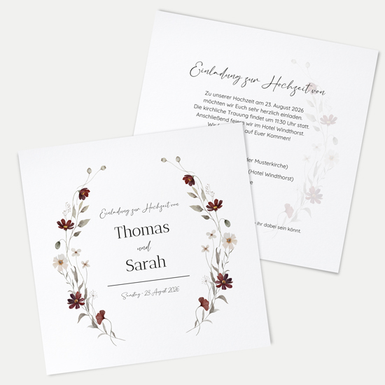 Postkarte Quadrat 148 x 148 mm - Vintage "wildflower note" - PQ-24001-V-08