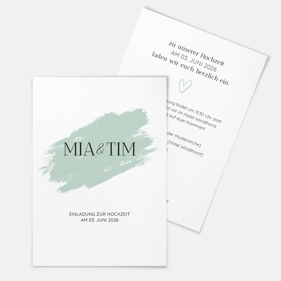 Postkarte DIN A6 im Hochformat - Minimalistisch "Mint Brush" - PKH-24001-M-15