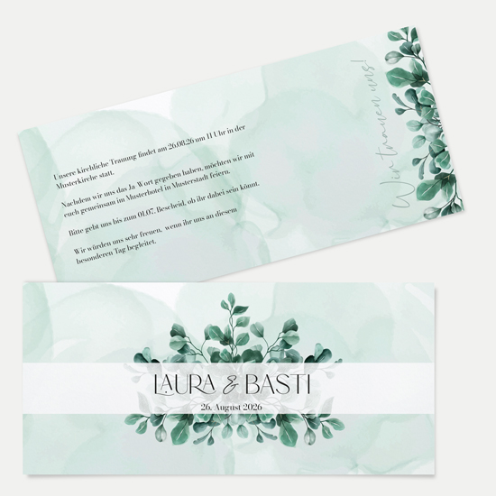 Postkarten DIN lang im Querformat 210 x 98 mm - Greenery "Eucalyptus Crown" - PDLQ-24001-G-06