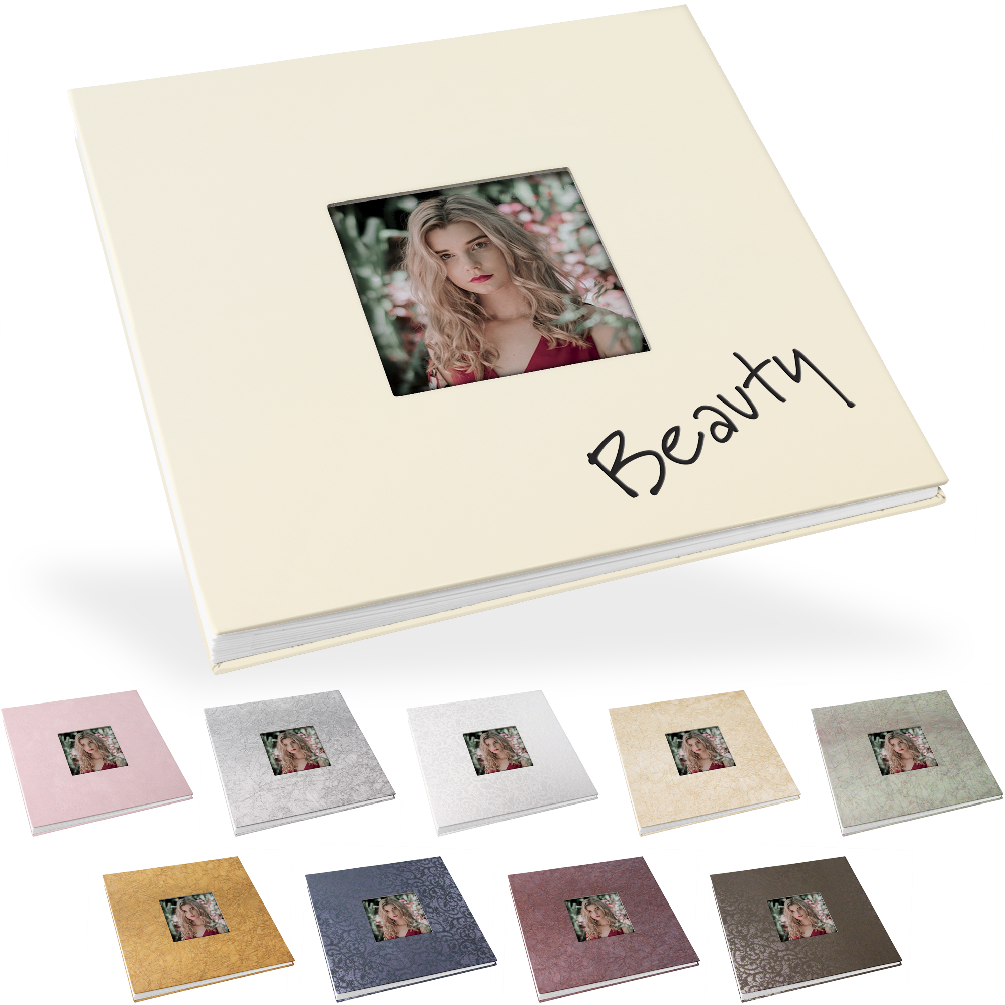 Blockalbum 24 x 24 cm, weiße Inhaltsseiten, mit Bilddurchstanzung - BLAD-LW-2424