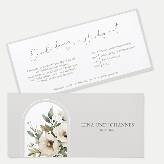 Postkarten DIN lang im Querformat 210 x 98 mm - Vintage "Ivory Garden" - PDLQ-24001-V-05