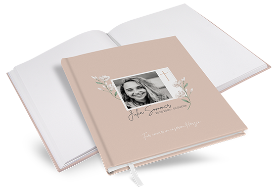 Kondolenzbuch -Neutral Florals - KB-25001-F-09