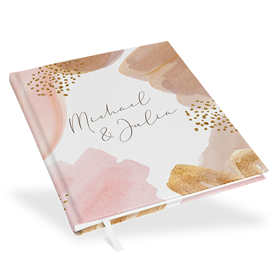 Gästebuch Hochzeit -  Aquarell "Golden Blush" - GBH-25001-A-10