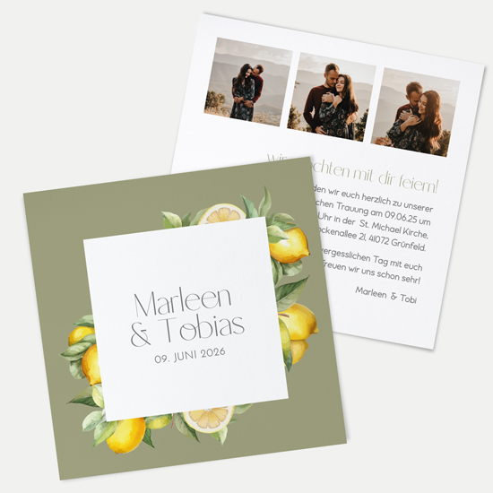 Postkarte Quadrat - Aquarell "Olive & Lemon" - PQ-24001-A-09