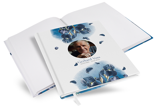 Kondolenzbuch - Blue Petal - KB-25001-F-06
