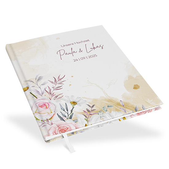 Erinnerungsbuch Hochzeit - Aquarell "lily & rose" - EBH-25001-A-03
