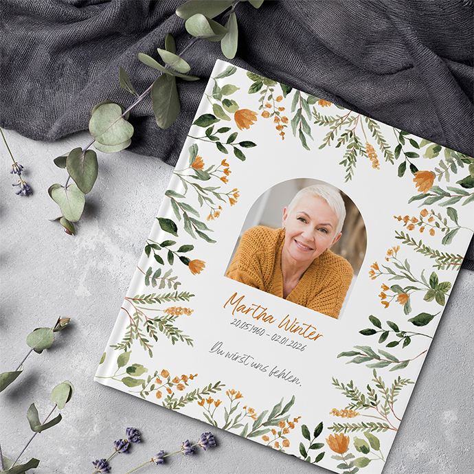Kondolenzbuch - Floral "warm botanicals"