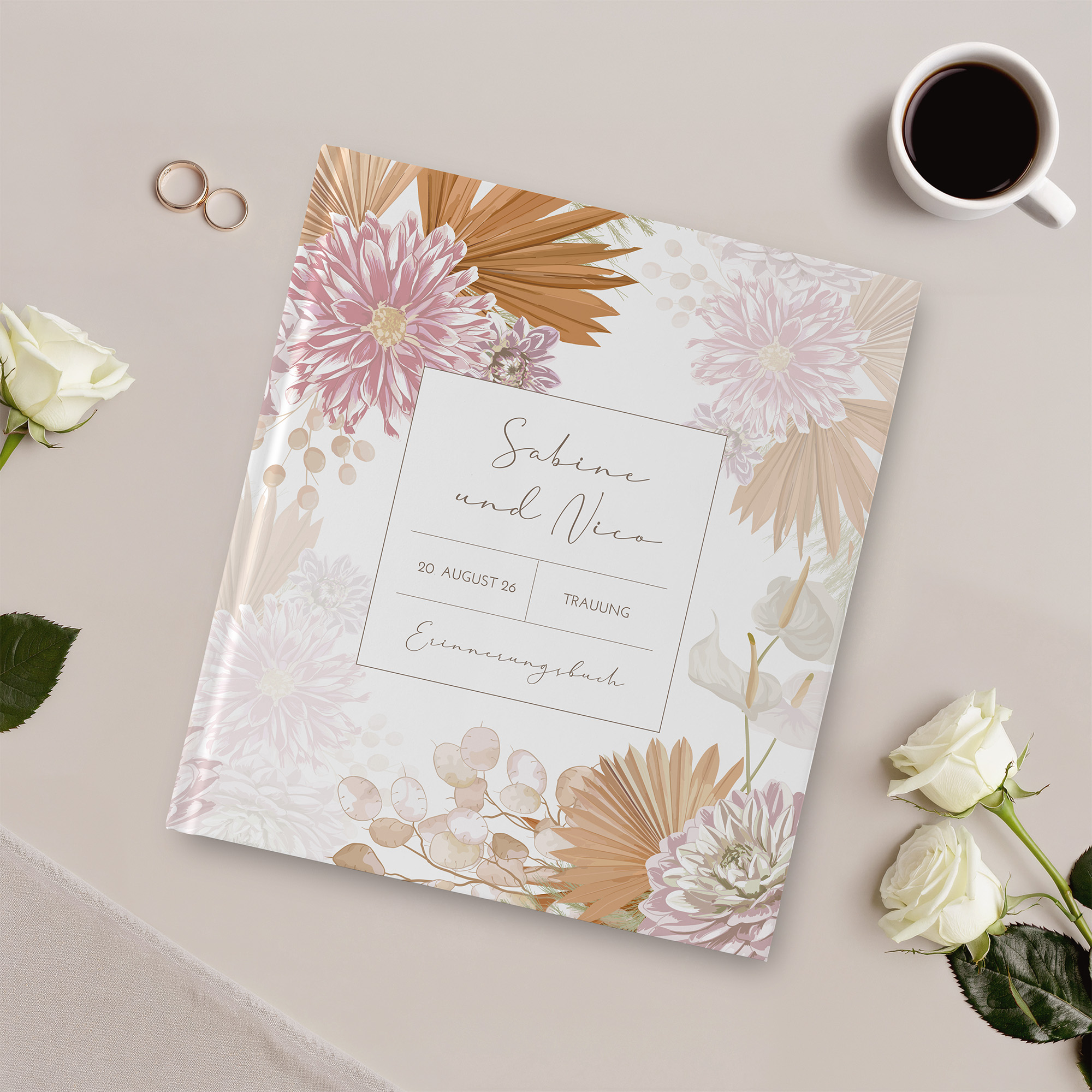 Erinnerungsbuch Hochzeit - Floral "Terracotta Blossom"