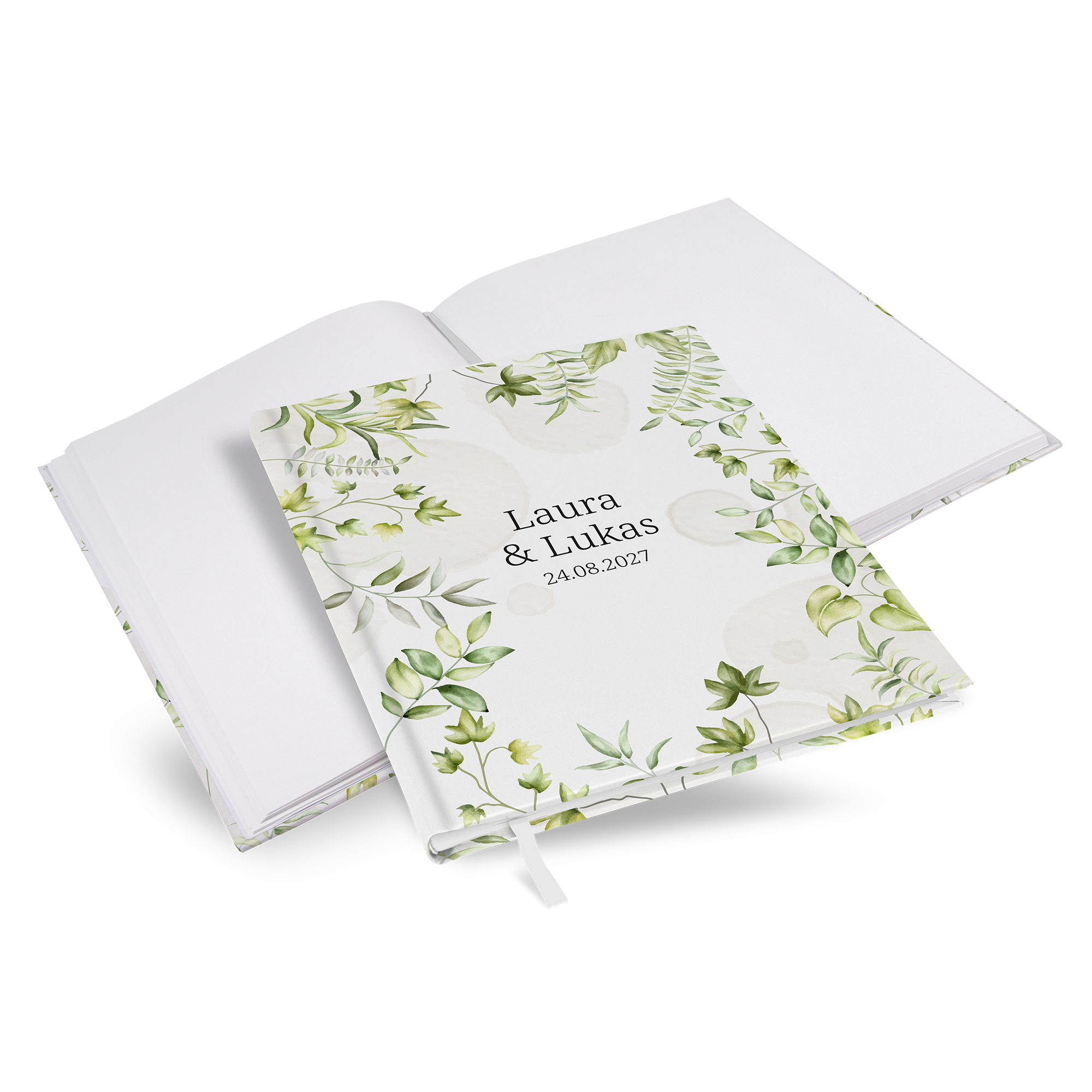 Gästebuch Hochzeit - Greenery "leaf light" - GBH-25001-G-01