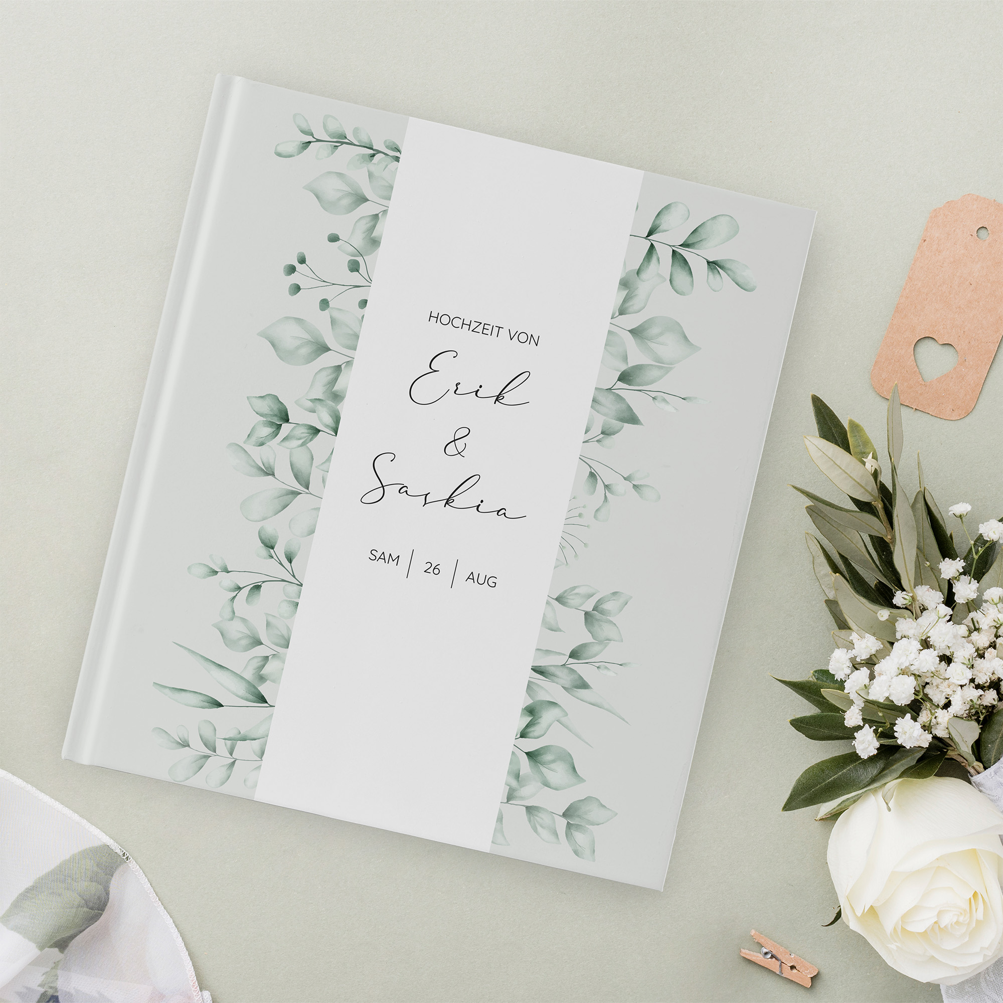 Gästebuch Hochzeit - Greenery "evergreen mint"