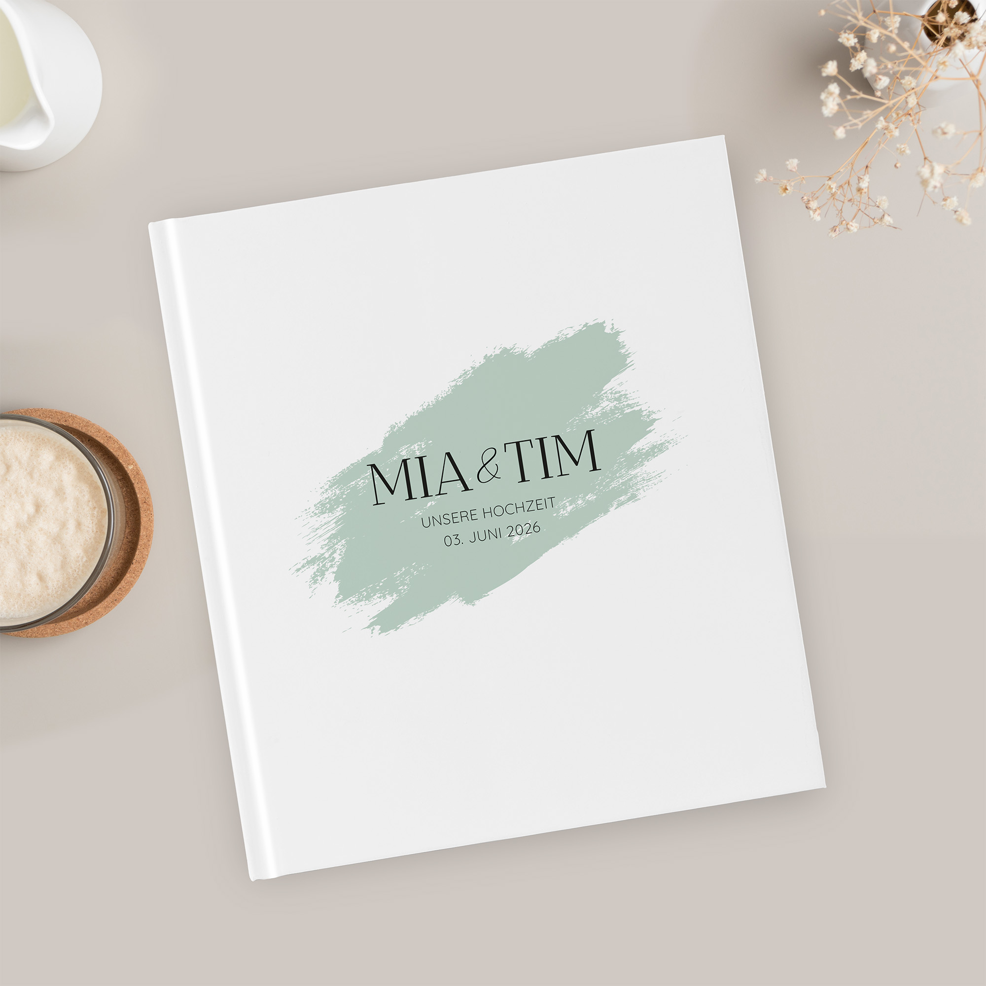 Gästebuch Hochzeit - Minimalistisch "Mint Brush"