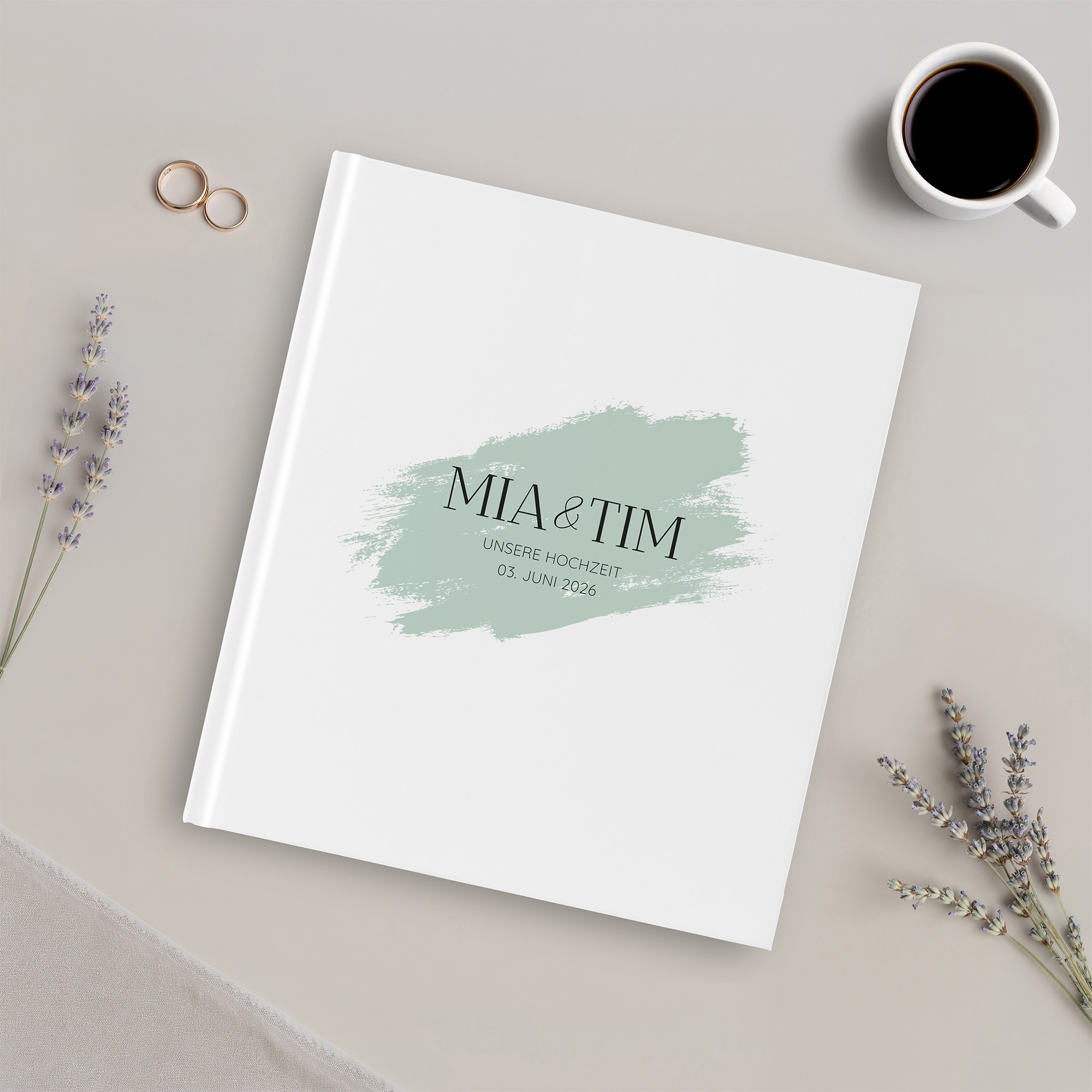 Gästebuch Hochzeit - Minimalistisch "Mint Brush"