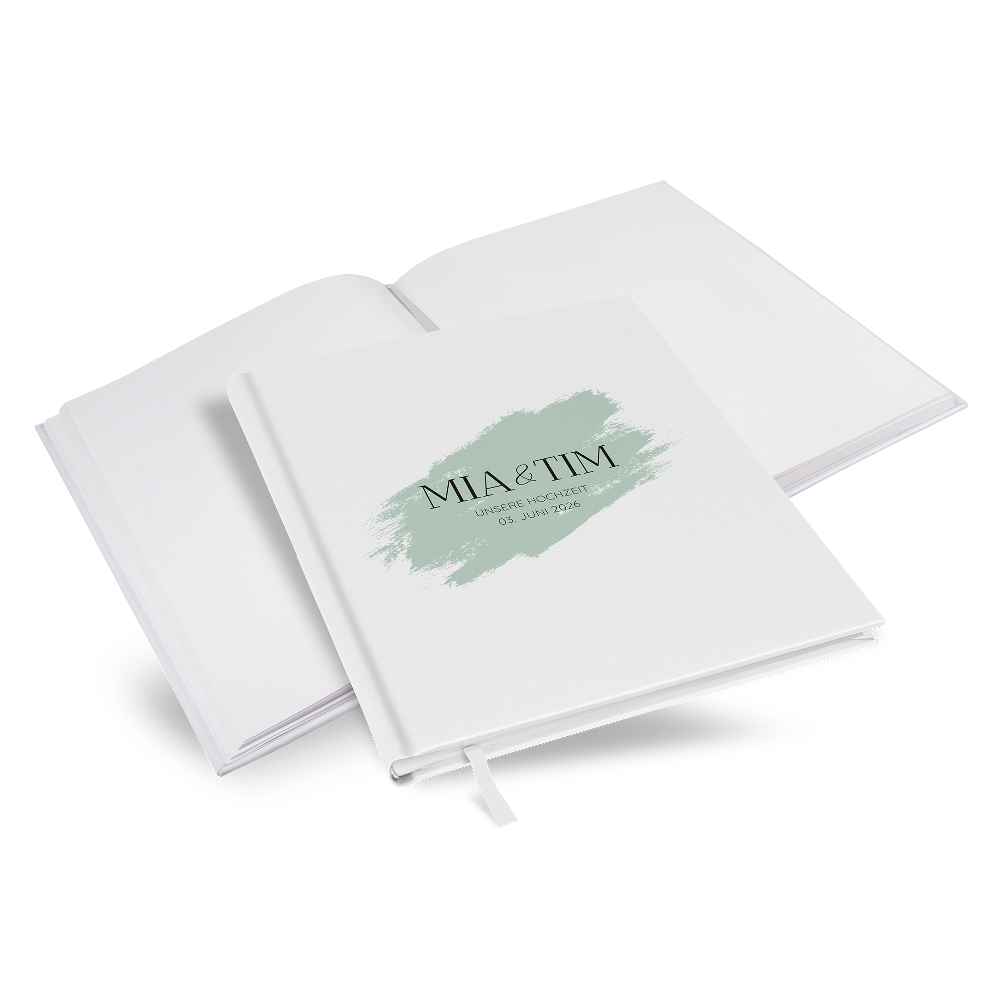 Gästebuch Hochzeit - Minimalistisch "Mint Brush" - GBH-25001-M-15