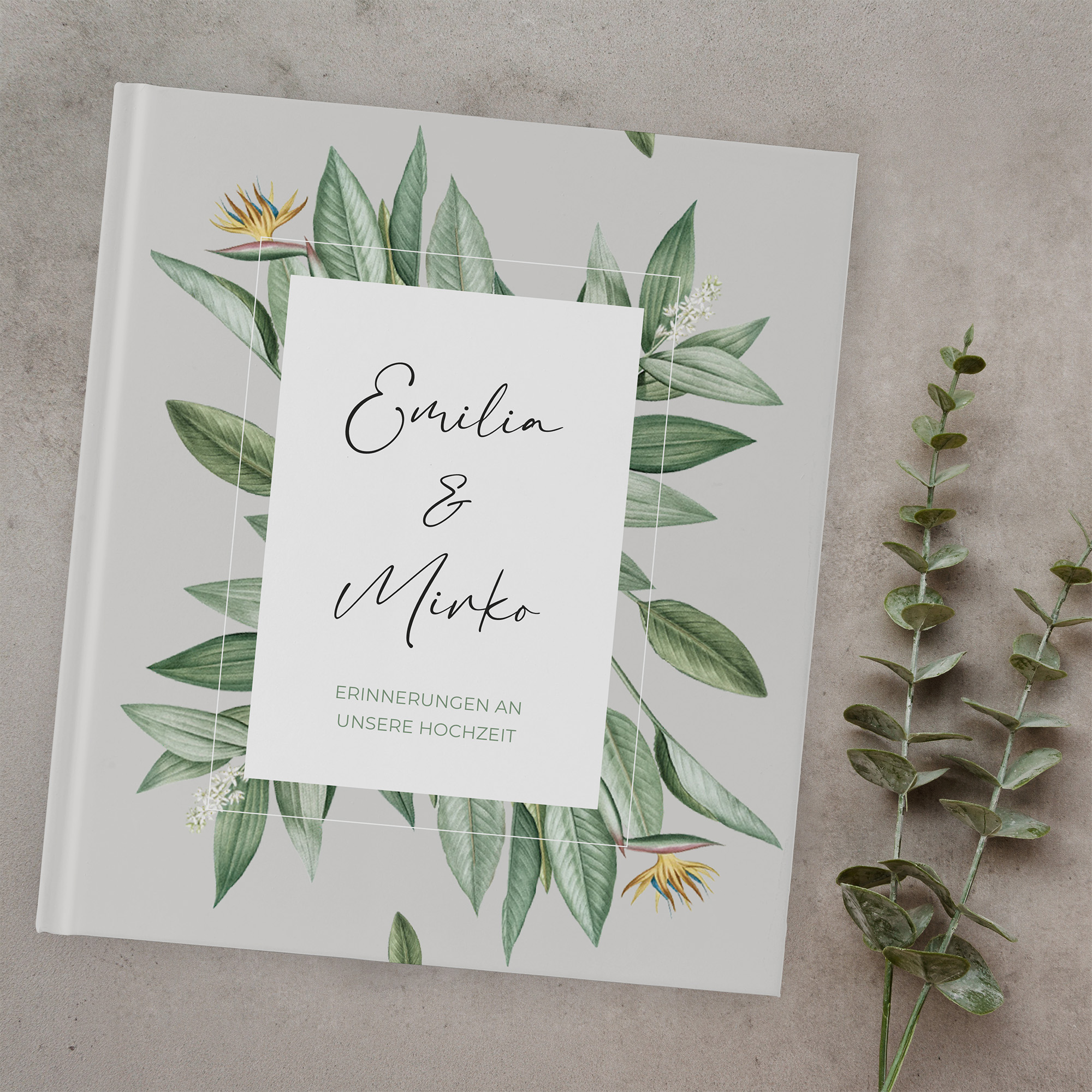Gästebuch Hochzeit - Greenery "tropical frame"