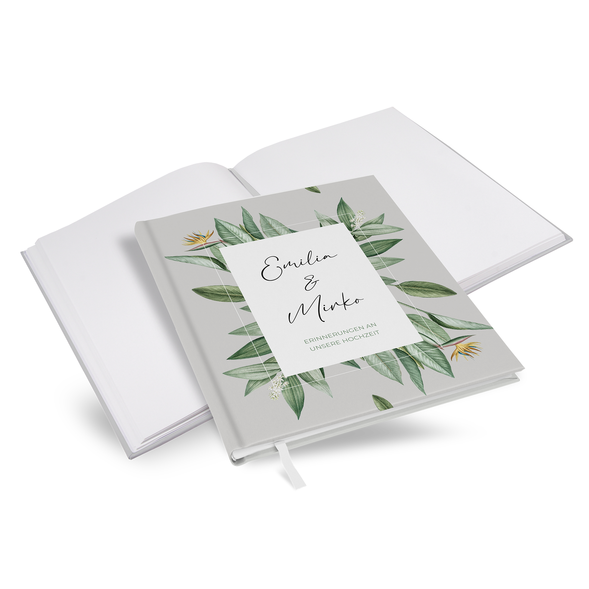 Gästebuch Hochzeit - Greenery "tropical frame" - GBH-25001-G-09
