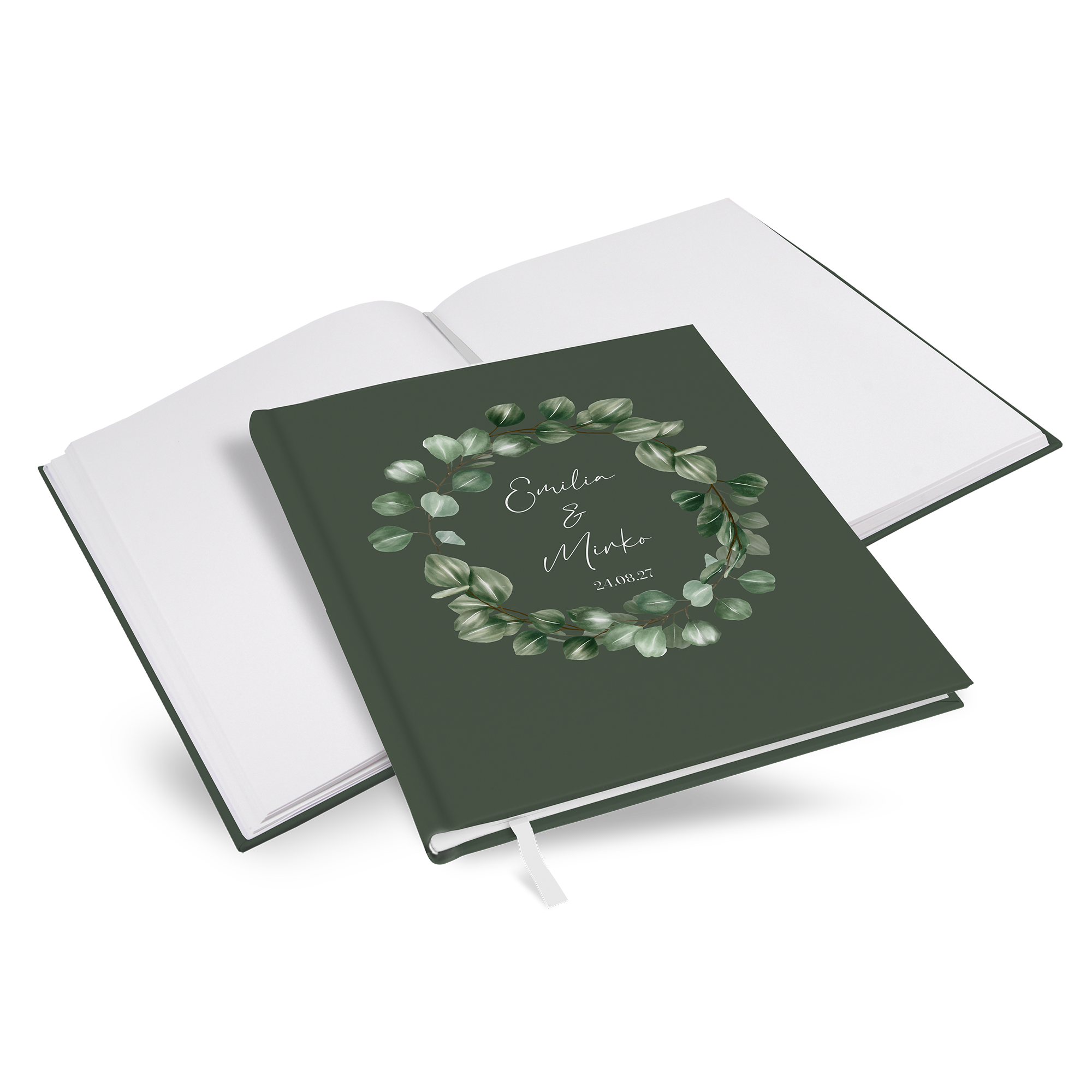 Gästebuch Hochzeit - Greenery "eucalyptus night" - GBH-25001-G-10