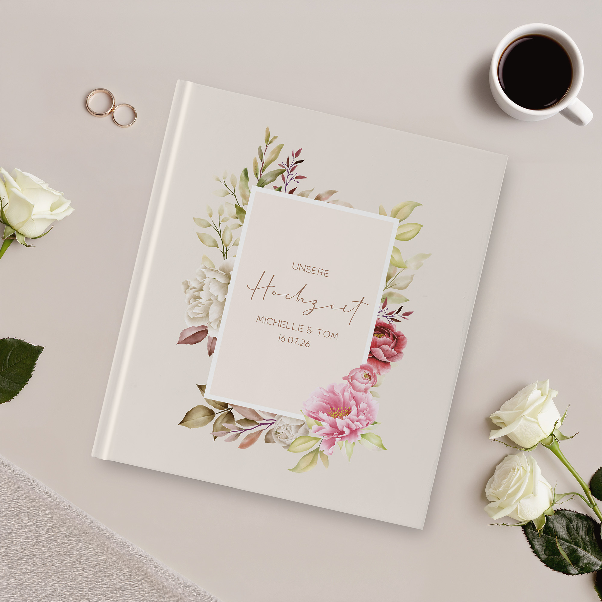 Gästebuch Hochzeit - Floral "peony bloom"